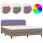 Preview: ARDEBO.de - Boxspringbett mit Matratze & LED Taupe 160x200 cm Stoff