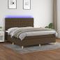 Preview: ARDEBO.de - Boxspringbett mit Matratze & LED Dunkelbraun 160x200 cm Stoff