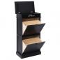 Preview: Schuhschrank Schwarz 50 x 28 x 98 cm Paulownia Holz