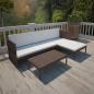 Preview: ARDEBO.de - 3-tlg. Garten-Lounge-Set mit Auflagen Poly Rattan Braun