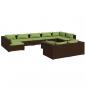 Preview: 10-tlg. Garten-Lounge-Set mit Kissen Braun Poly Rattan