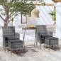 Preview: ARDEBO.de - 5-tlg. Garten-Bistro-Set Poly Rattan und Hartglas Grau 