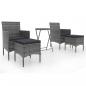 Preview: 5-tlg. Garten-Bistro-Set Poly Rattan und Hartglas Grau 