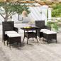 Preview: ARDEBO.de - 5-tlg. Garten-Essgruppe Poly Rattan und Hartglas Schwarz