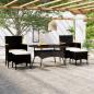 Preview: ARDEBO.de - 5-tlg. Garten-Essgruppe Poly Rattan und Hartglas Schwarz