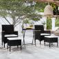 Preview: ARDEBO.de - 5-tlg. Garten-Bistro-Set Poly Rattan und Hartglas Schwarz 