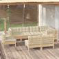 Preview: ARDEBO.de - 8-tlg. Garten-Lounge-Set mit Creme Kissen Massivholz Kiefer