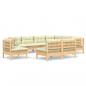 Preview: 9-tlg. Garten-Lounge-Set mit Creme Kissen Massivholz Kiefer