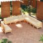 Preview: ARDEBO.de - 11-tlg. Garten-Lounge-Set mit Creme Kissen Massivholz Kiefer