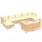 Preview: 10-tlg. Garten-Lounge-Set mit Creme Kissen Massivholz Kiefer