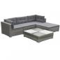 Preview: 5-tlg. Garten-Lounge-Set mit Kissen Poly Rattan Grau