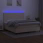 Preview: Boxspringbett mit Matratze & LED Creme 180x200 cm Stoff