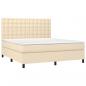 Preview: Boxspringbett mit Matratze & LED Creme 180x200 cm Stoff