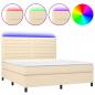 Preview: Boxspringbett mit Matratze & LED Creme 160x200 cm Stoff