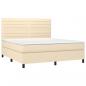 Preview: Boxspringbett mit Matratze & LED Creme 160x200 cm Stoff