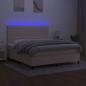 Preview: Boxspringbett mit Matratze & LED Creme 160x200 cm Stoff