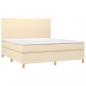 Preview: Boxspringbett mit Matratze & LED Creme 180x200 cm Stoff