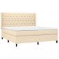 Preview: Boxspringbett mit Matratze & LED Creme 160x200 cm Stoff