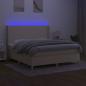 Preview: Boxspringbett mit Matratze & LED Creme 180x200 cm Stoff