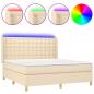 Preview: ARDEBO.de - Boxspringbett mit Matratze & LED Creme 180x200 cm Stoff