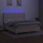 Preview: Boxspringbett mit Matratze & LED Creme 180x200 cm Stoff