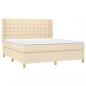 Preview: Boxspringbett mit Matratze & LED Creme 180x200 cm Stoff