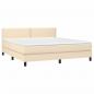 Preview: Boxspringbett mit Matratze & LED Creme 180x200 cm Stoff