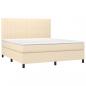 Preview: Boxspringbett mit Matratze & LED Creme 180x200 cm Stoff