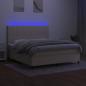 Preview: Boxspringbett mit Matratze & LED Creme 180x200 cm Stoff