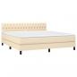 Preview: Boxspringbett mit Matratze & LED Creme 180x200 cm Stoff 