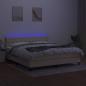 Preview: Boxspringbett mit Matratze & LED Creme 180x200 cm Stoff 