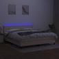 Preview: Boxspringbett mit Matratze & LED Creme 180x200 cm Stoff