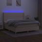 Preview: Boxspringbett mit Matratze & LED Creme 180x200 cm Stoff