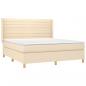 Preview: Boxspringbett mit Matratze & LED Creme 180x200 cm Stoff