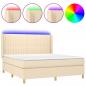 Preview: Boxspringbett mit Matratze & LED Creme 180x200 cm Stoff