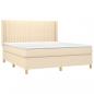 Preview: Boxspringbett mit Matratze & LED Creme 180x200 cm Stoff