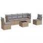 Preview: 7-tlg. Garten-Sofagarnitur mit Kissen Beige Poly Rattan