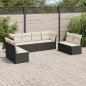 Preview: ARDEBO.de - 8-tlg. Garten-Sofagarnitur mit Kissen Schwarz Poly Rattan