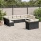 Preview: ARDEBO.de - 12-tlg. Garten-Sofagarnitur mit Kissen Schwarz Poly Rattan