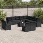 Preview: ARDEBO.de - 14-tlg. Garten-Sofagarnitur mit Kissen Schwarz Poly Rattan