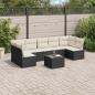 Preview: ARDEBO.de - 8-tlg. Garten-Sofagarnitur mit Kissen Schwarz Poly Rattan