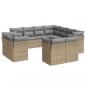 Preview: 11-tlg. Garten-Sofagarnitur mit Kissen Beige Poly Rattan