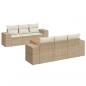 Preview: 7-tlg. Garten-Sofagarnitur mit Kissen Beige Poly Rattan