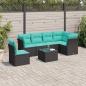 Preview: ARDEBO.de - 7-tlg. Garten-Sofagarnitur mit Kissen Schwarz Poly Rattan