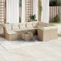 Preview: ARDEBO.de - 11-tlg. Garten-Sofagarnitur mit Kissen Beige Poly Rattan