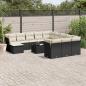 Preview: ARDEBO.de - 13-tlg. Garten-Sofagarnitur mit Kissen Schwarz Poly Rattan