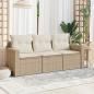 Preview: ARDEBO.de - 3-tlg. Garten-Sofagarnitur mit Kissen Beige Poly Rattan