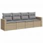 Preview: 4-tlg. Garten-Sofagarnitur mit Kissen Beige Poly Rattan