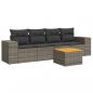 Preview: 5-tlg. Garten-Sofagarnitur mit Kissen Grau Poly Rattan