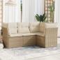 Preview: ARDEBO.de - 4-tlg. Garten-Sofagarnitur mit Kissen Beige Poly Rattan